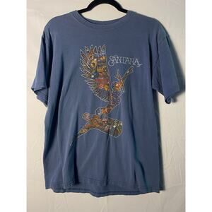 Y2K Carlos Santana 2006 Abraxas Angel Blue T-shirt Print Men's Size Medium